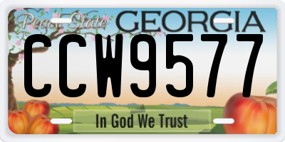 GA license plate CCW9577