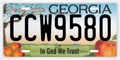 GA license plate CCW9580
