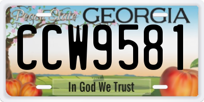 GA license plate CCW9581