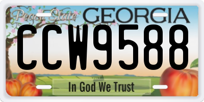 GA license plate CCW9588