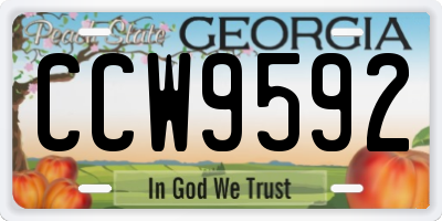 GA license plate CCW9592