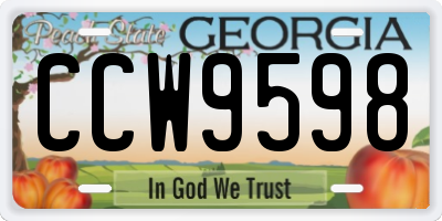 GA license plate CCW9598