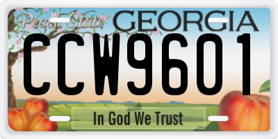 GA license plate CCW9601