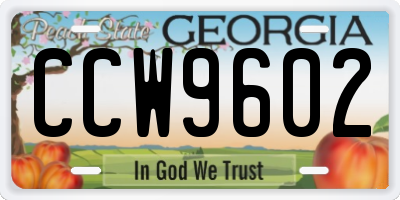 GA license plate CCW9602