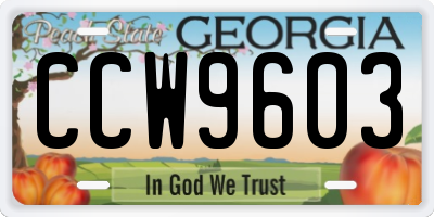 GA license plate CCW9603