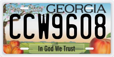GA license plate CCW9608