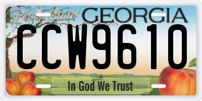 GA license plate CCW9610