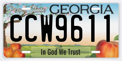 GA license plate CCW9611