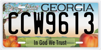 GA license plate CCW9613