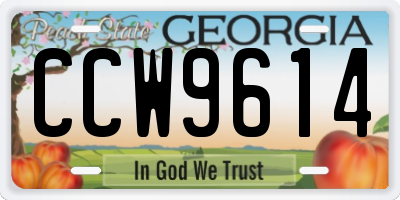 GA license plate CCW9614