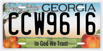 GA license plate CCW9616