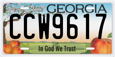 GA license plate CCW9617