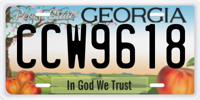 GA license plate CCW9618