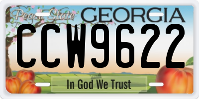 GA license plate CCW9622