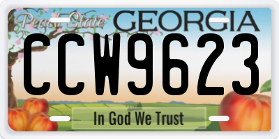 GA license plate CCW9623