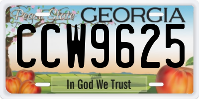GA license plate CCW9625