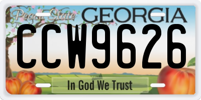 GA license plate CCW9626