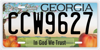 GA license plate CCW9627