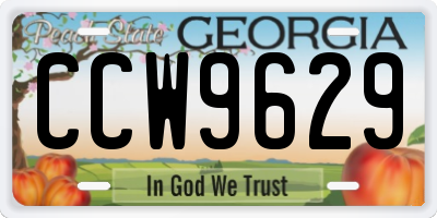 GA license plate CCW9629