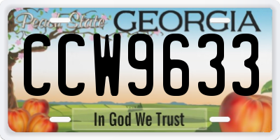 GA license plate CCW9633