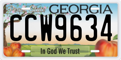 GA license plate CCW9634