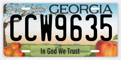 GA license plate CCW9635