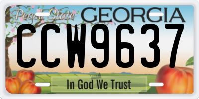 GA license plate CCW9637