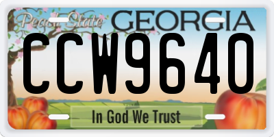 GA license plate CCW9640