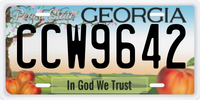 GA license plate CCW9642