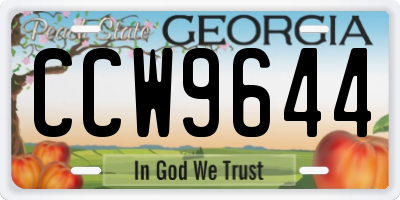 GA license plate CCW9644