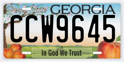 GA license plate CCW9645