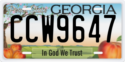 GA license plate CCW9647