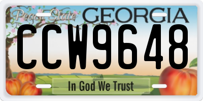 GA license plate CCW9648