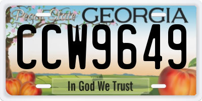 GA license plate CCW9649