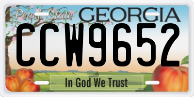 GA license plate CCW9652