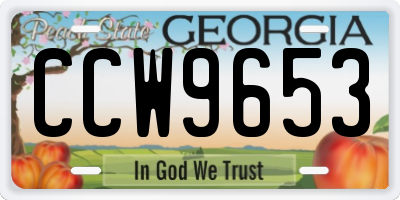 GA license plate CCW9653