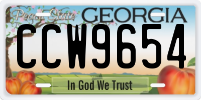 GA license plate CCW9654