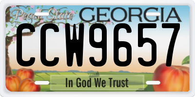 GA license plate CCW9657