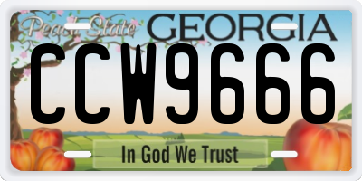 GA license plate CCW9666