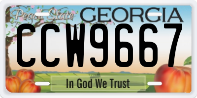 GA license plate CCW9667