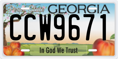 GA license plate CCW9671