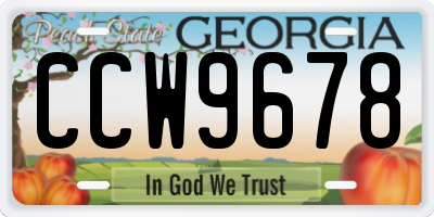 GA license plate CCW9678
