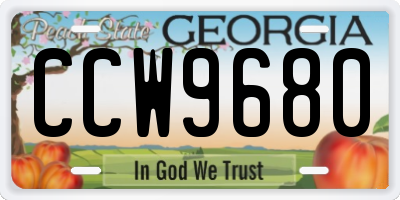 GA license plate CCW9680