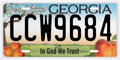 GA license plate CCW9684