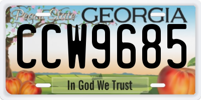 GA license plate CCW9685
