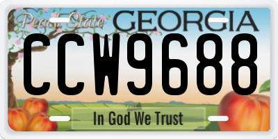GA license plate CCW9688