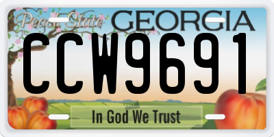 GA license plate CCW9691