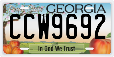 GA license plate CCW9692