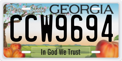 GA license plate CCW9694