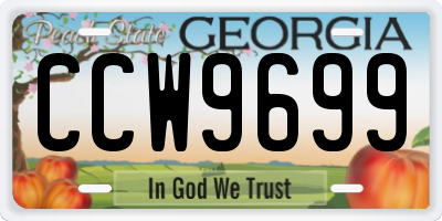 GA license plate CCW9699